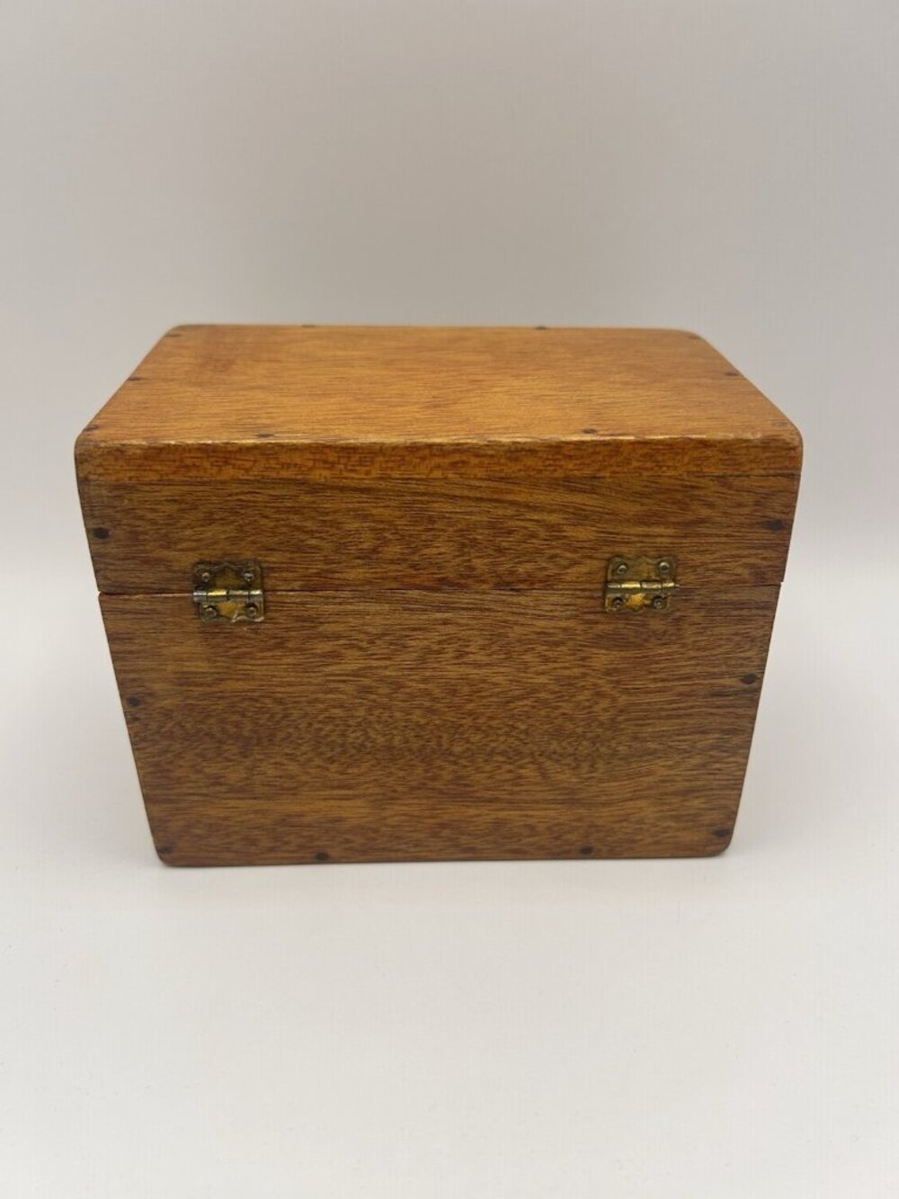 Vintage Wooden Recipe Box Red Felt Lined Hinged Lid Mid Century Kitchen - Picture 10 of 11